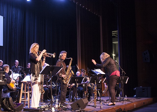 The Christine Jensen Jazz Orchestra, featuring Ingrid Jenson on trumpet, performed in Xerox Auditorium on the final night of the Xerox Rochester International Jazz Festival. - PHOTO BY ASHLEIGH DESKINS