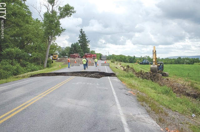 An extremely heavy downpour washed out sections of road in the Town of Richmond in June 2015. The same thing happened the previous summer. More frequent, heavier downpours are associated with climate change. - FILE PHOTO