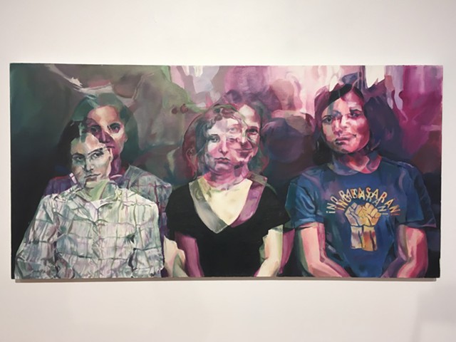 "No Pasaran!" Michael Hubbard's 2012 painting featuring the members of Pussy Riot. - PHOTO BY REBECCA RAFFERTY