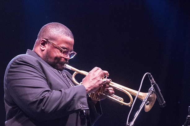 Trumpeter Jeremy Pelt played with the Miles Electric Band Friday night. - PHOTO BY ASHLEIGH DESKINS