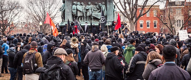 Protesters gather the morning of Trump's inauguration in Logan Circle, Washington, DC. - PHOTO: MOBILUS IN MOBILI / PUBLIC DOMAIN