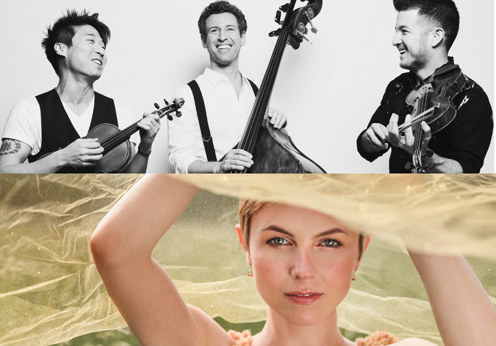 The 2019-20 Kilbourn Concert Series lineup includes Time for Three (top) on October 10 and jazz vocalist Kat Edmondson on November 13, - PHOTOS PROVIDED