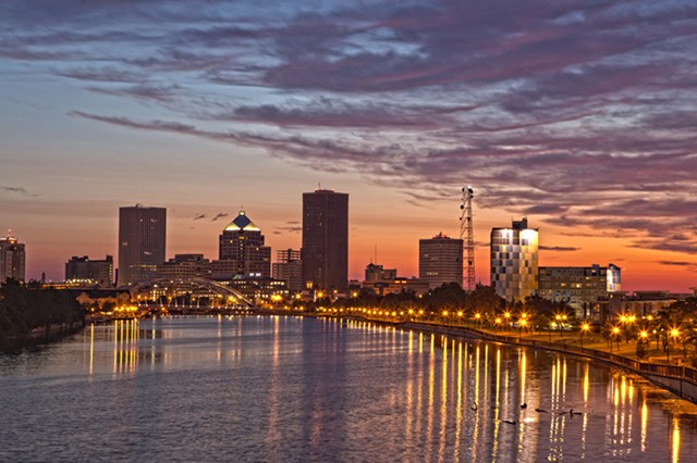 The Rochester skyline at dawn.