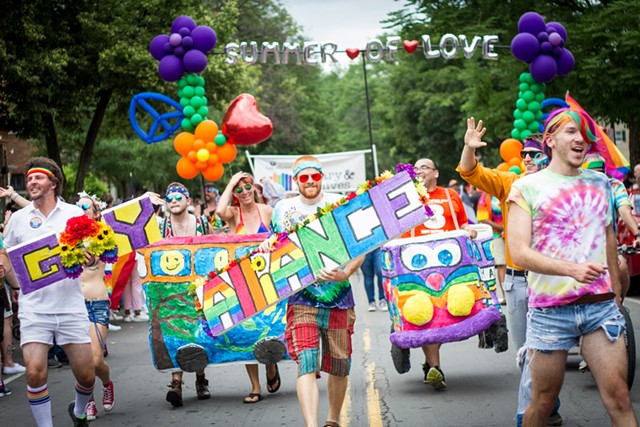 The Pride Parade marches along Park Avenue in 2017.