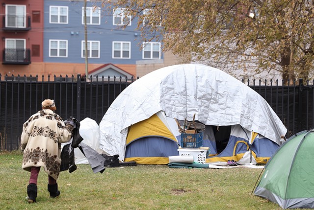 The city of Rochester began a sweep of the Loomis Street homeless encampment Monday.
