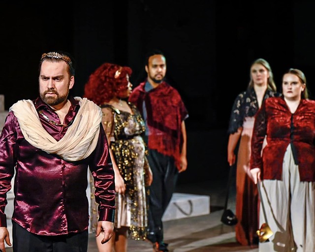 Ron Dufort, left, as King Oedipus.