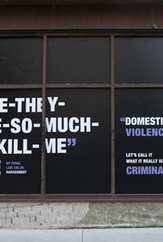 Willow Domestic Violence Center's ongoing public campaign aims to change the way people think about domestic violence. It uses displays, like this one on East Main Street, as well as posters and broadcast media spots to point out that common forms of domestic abuse are criminal acts.