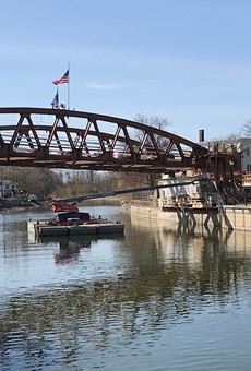 The Erie Canal in Fairport in April 2020. The state is delaying the May 15 opening of the canal to recreational users because the coronavirus pandemic halted necessary work on eight locks along the waterway.