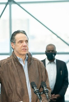 Gov. Andrew Cuomo visits a COVID-19 vaccination site at the Javits Center in New York City on March 8, 2021.