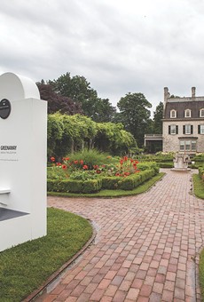 Installation view of one of three stairs installed on the grounds of George Eastman House, as part of the “Peter Greenaway — Stairs 1: Geneva,
the Location” exhibition.