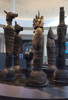 Still on view at the Rochester airport: "The Council," by Bill Stewart.