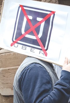 Rochester taxi drivers rallied against Uber earlier this year.