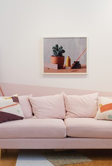 At Axom Gallery: installation view of one section of "Congruent," a collaborative series of staged living spaces by artist St. Monci and Hannah Betts of design studio Lives Styled.