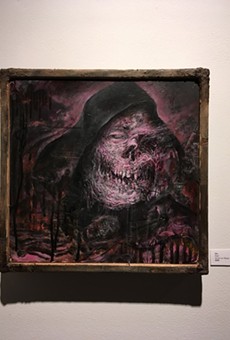 Bile's painting, "Kept," is just one gruesome part of "Unadulterated Overkill," a monster-themed group show at Makers Gallery and Studio Space.