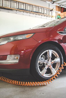 The Rochester Electric Vehicle Accelerator wants to increase the number electric vehicles and plug-in hybrids, such as this Chevrolet Volt hooked up to an at-home charger, that are on Rochester’s roads.