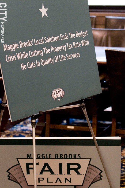 A display board from a Brooks budget presentation. - FILE PHOTO