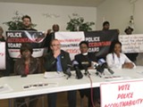 FILE PHOTO - At a September press conference, Police Accountability Board Alliance members said they’re optimistic about the results of the Locust Club’s suit. (From left: Phyllis Harmon, Ted Forsyth, Wanda Wilson, and Markeisha Jackson.)