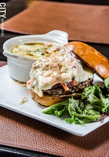 PHOTO BY MARK CHAMBERLIN - The Special burger with corned beef, Swiss cheese, and coleslaw.