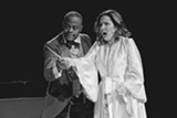 PHOTO BY ANNETTE DRAGON - Vincenzo McNeill (as Antonio Bologna) and Emily Putnam - (as the Duchess) in a scene from WallByrd Theatre - Company's production of "The Duchess of Malfi."