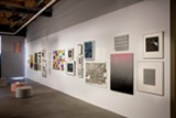 PHOTO COURTESY DEBORAH RONNEN FINE ART - Installation view of "Minimal Mostly" at R1 Studios, which includes work by Sol Lewitt, Spencer Fish, Mika Tajima, Frank Stella, Amanda Means, and others.