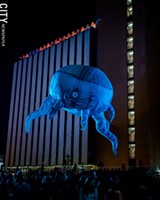 PHOTO BY JOSH SAUNDERS - Plasticiens Volants staged its show "Big Bang" at Parcel 5 during Friday and Saturday on the Fringe.